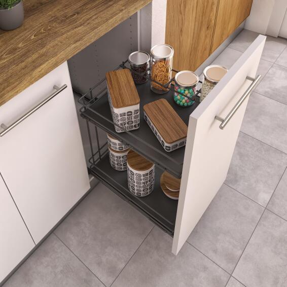 Delinia Kitchen Base Cupboard Pull Out Utility Storage Organiser H48,5Cm X W36,8Cm X D46,5Cm