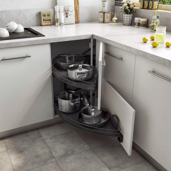 Delinia Kitchen Base Corner Cupboard Pull Out Storage Organiser H63,5Cm X W86,4Cm X D44Cm