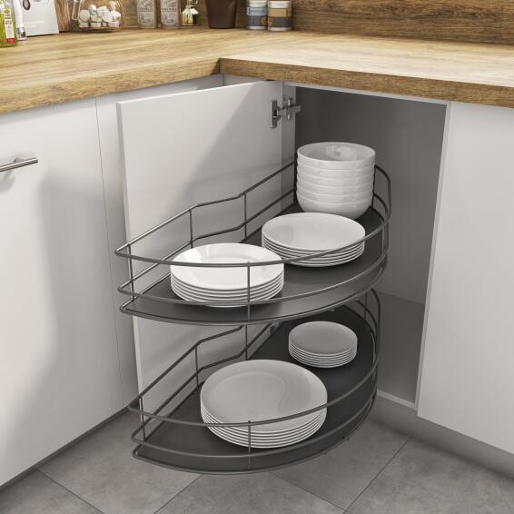 Stainless Steel Bowl & Dish Storage Rack, Kitchen Cabinet Base Unit  Organizer, Pull Out Tray Design, Drainage Function