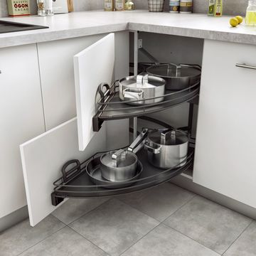 Delinia Kitchen Base Corner Cupboard Pull Out Storage Organiser H63,5Cm X W86,4Cm X D44Cm