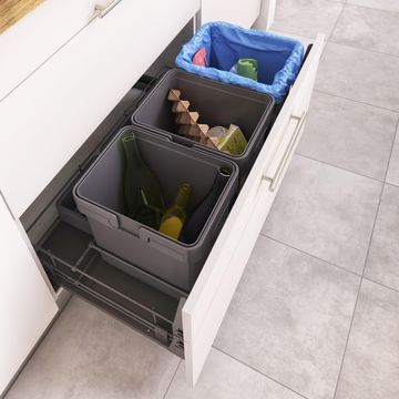 Delinia Kitchen Under Sink Pull Out Recycling Bins H76,8Cm X W48,2Cm X D31,6Cm