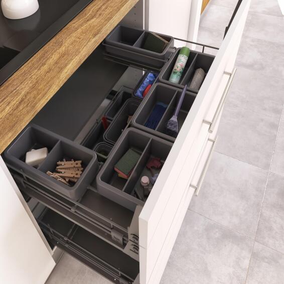 Delinia Kitchen Under Sink Pull Out Storage Organiser H76,8Cm X W48,2Cm X D20,8Cm
