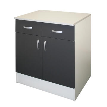 Kitchen Base Cupboard Kit 2 Drawer 2 Door Sprint Grey L80Cmxh87Cmxd60Cm