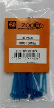 Cable tie ZOOID blue 100mm x 2.5mm 30 pack