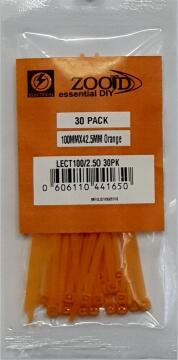 Cable tie ZOOID orange 100mm x 2.5mm 30 pack