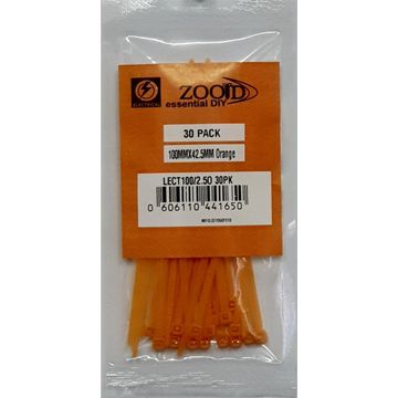 Cable tie ZOOID orange 100mm x 2.5mm 30 pack