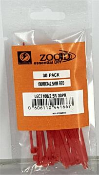 Cable tie ZOOID red 100mm x 2.5mm 30 pack