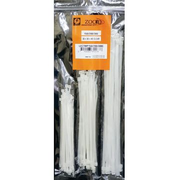 Zooid Cable Tie Kit Assorted Sizes White 100 Pack