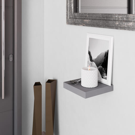 Spaceo Floating Shelf Grey W23Xd23Cm