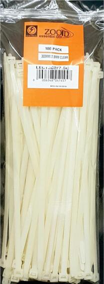 Cable tie ZOOID white 300mm x 7.8mm 100 pack