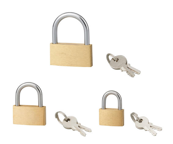Padlock brass body steel shackle eco 20+30+40mm 3pc