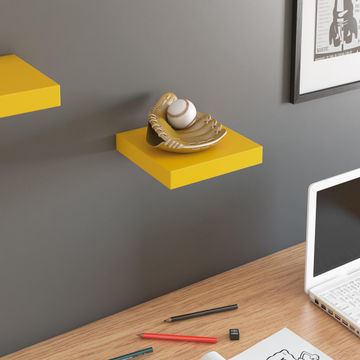 Spaceo Floating Shelf Yellow W23Xd23Cm