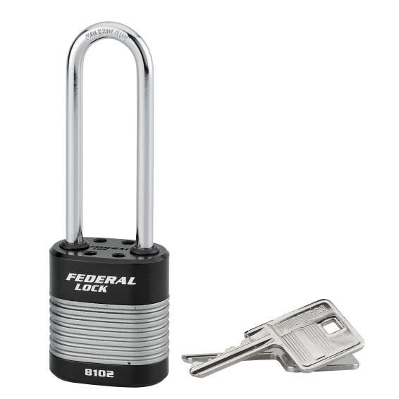 Padlock hardened steel long shackle laminated federal 44mm