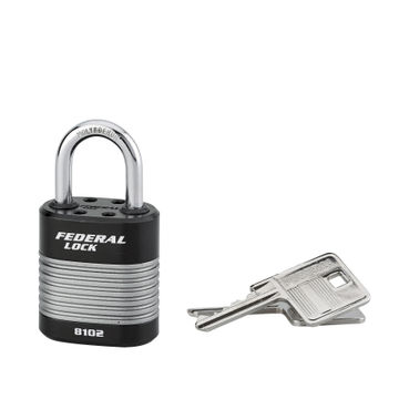 Padlock hardened steel shackle laminated federal 44mm