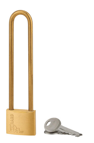 Padlock brass body long brass shackle 130mm thirard