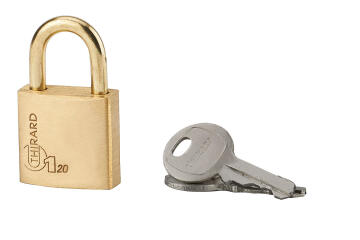 Padlock brass body and shackle 20mm thirard