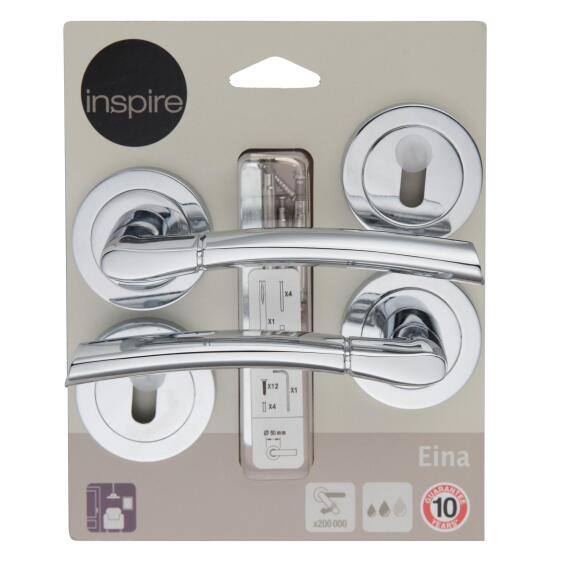 Door handles on round rose INSPIRE Eina includes escutcheon chrome finish