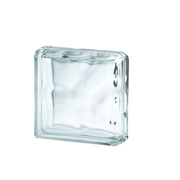 Glass Block Clear Wave Corner End