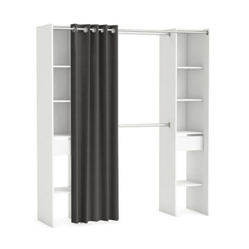 Wardrobe kit 2 colums, 2 drawers with curtain white h203cm x w180cm