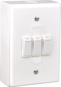 Switch wall LESCO metal 3 lever 1 way 2x4 white