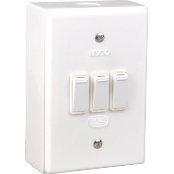 Switch wall LESCO metal 3 lever 1 way 2x4 white