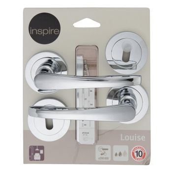 Door handles on round rose w/escutcheon chrome finish louise inspire