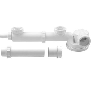 Double sink trap WIRQUIN espace + washing machine connector and extension piece