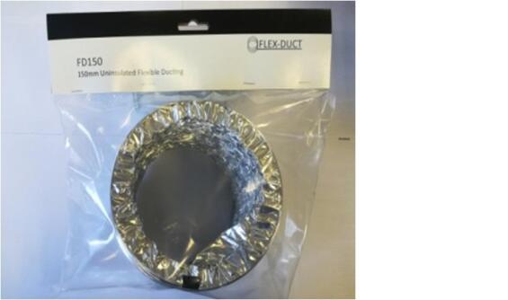 Flexible ducting uninsulated 150mm x 2m