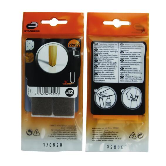 Adhesive furniture felts 4x22x22mm 12pc standers