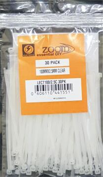 Cable tie ZOOID white 100mm x 2.5mm 30 pack