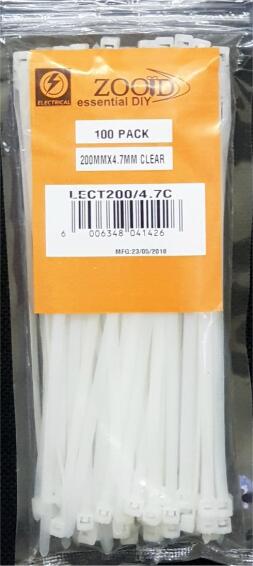 Cable tie ZOOID white 200mm x 4.7mm 100 pack