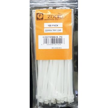 Cable tie ZOOID white 200mm x 4.7mm 100 pack