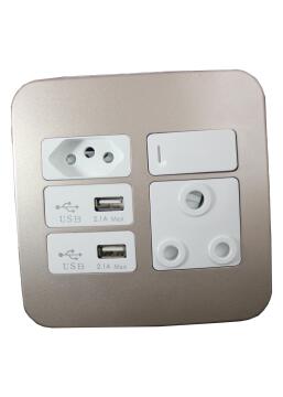 Socket VETI 1 1x3 & 1X2 pin 2 USB ports 2x4 champagne