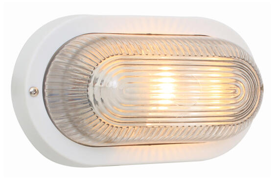 OVAL PLASTIC BULKHEAD 120MM WHITE 1X60W