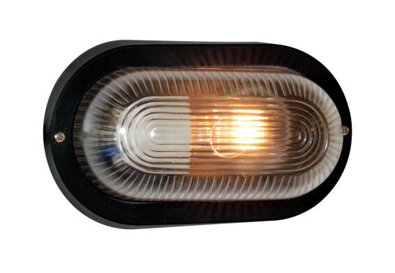 OVAL PLASTIC BULKHEAD 120MM BLACK 1X60W