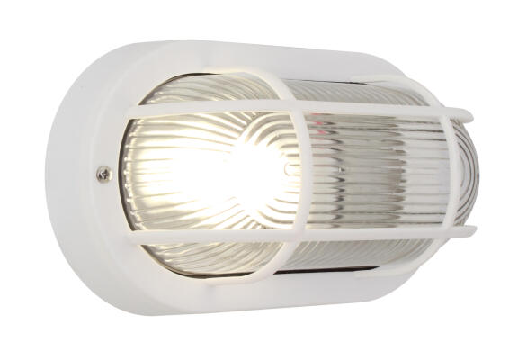 OVAL GRID BULKHEAD 205MM WHITE 1X60W