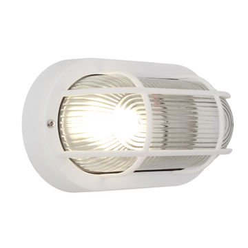 OVAL GRID BULKHEAD 205MM WHITE 1X60W