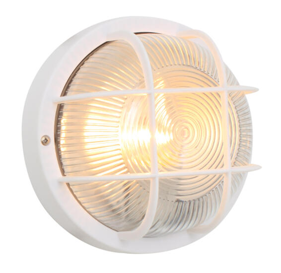 ROUND GRID BULKHEAD 185MM WHITE 1X60W