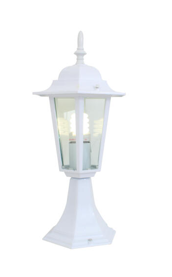 LANTERN 6 PANEL PEDESTAL WHITE