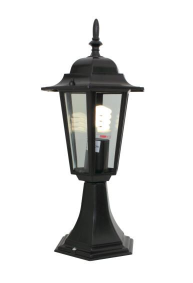 LANTERN 6 PANEL PEDESTAL BLACK
