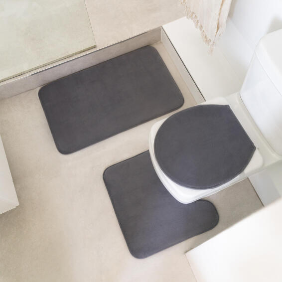 Luxury Foam 3-Piece Bath Mat Set Charcoal
