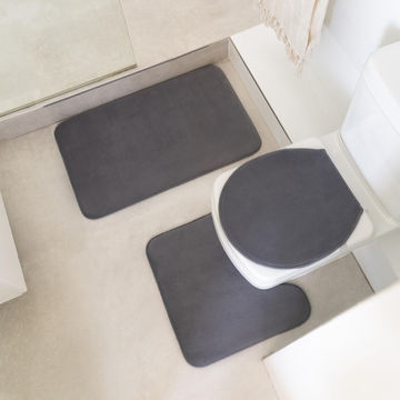 Luxury Foam 3-Piece Bath Mat Set Charcoal