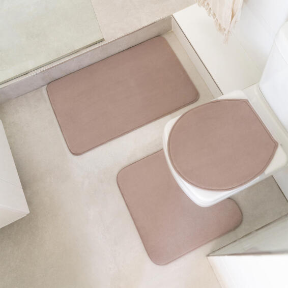 Luxury Foam 3-Piece Bath Mat Set Taupe