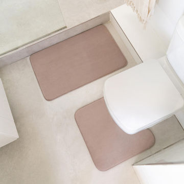 Luxury Foam 2-Piece Bath Mat Set Taupe