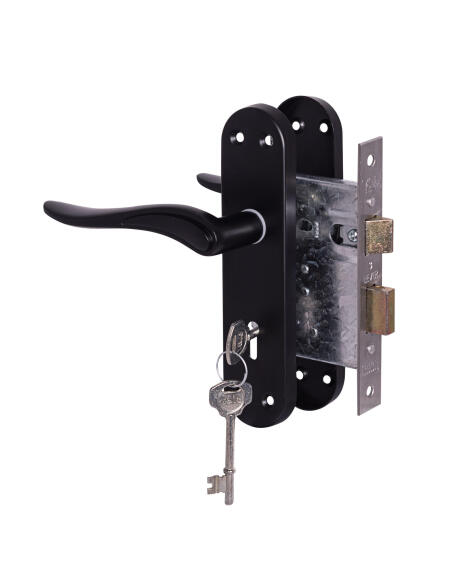 Handle on plate Dolce Lockset 3 Lever mortice lock YALE Matte Black