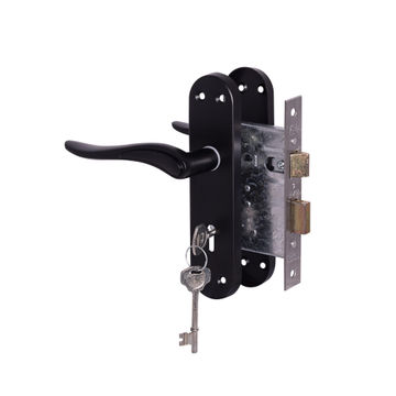 Handle on plate Dolce Lockset 3 Lever mortice lock YALE Matte Black