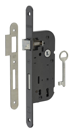 Mortise lock NF axis 40mm black finish rounded frame