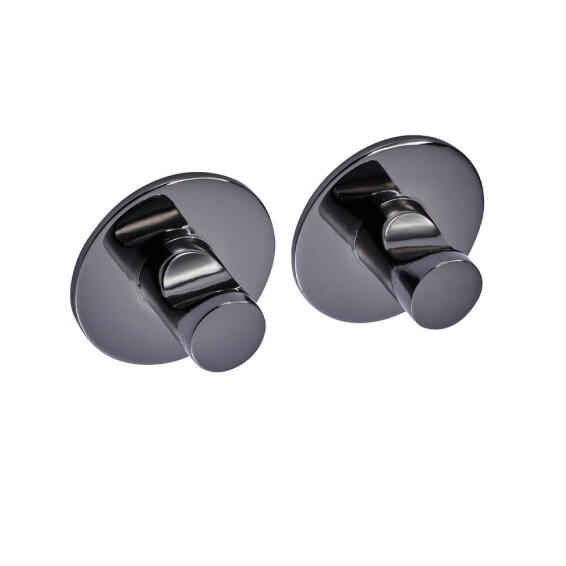 Round stick on hooks set of 2 black