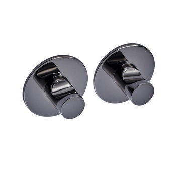 Round stick on hooks set of 2 black