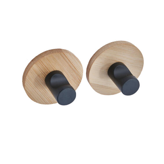 Stick On Hooks Set Of 2 Round Wood  W5xD3xh5cm